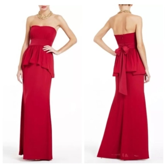 BCBGMaxAzria Red Strapless Tie Maxi Gown Dress - Picture 6 of 6